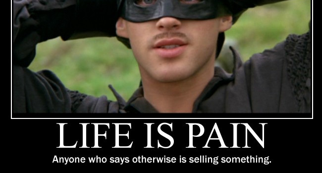 Life IS pain. Anyone who says otherwise is selling something. 